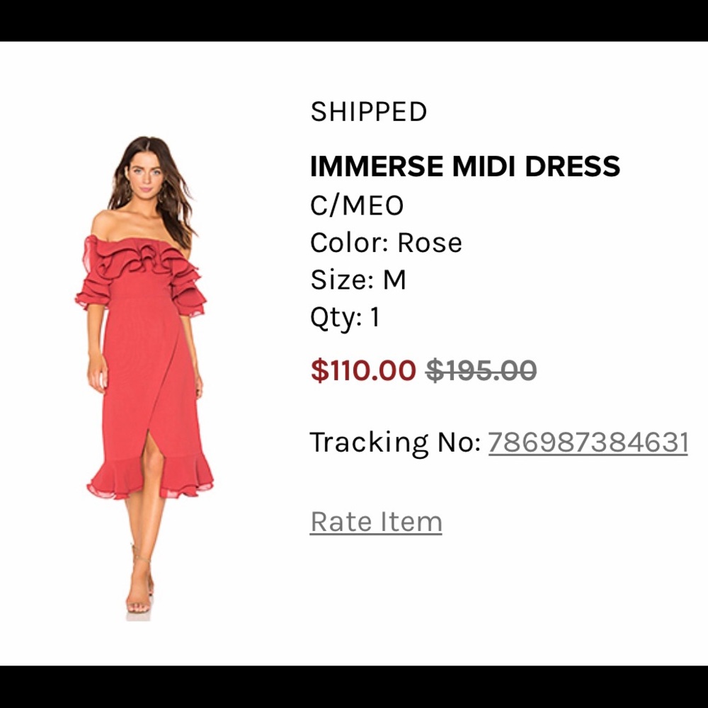 NWT never worn Revolve C/MEO Midi Dress